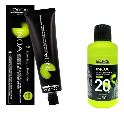 Kit Coloração Cabelo Tintura Sem Amônia Tinta Inoa 7 ( Loiro) + 20 Volume Água Oxigênada 60ml
